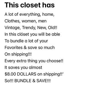 This closet has A lot of everything, home, Clothes, women, men
Vintage, Trendy!!